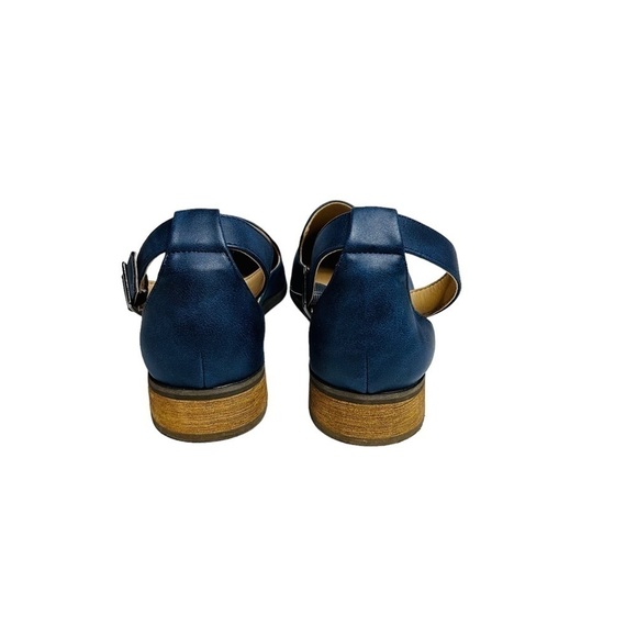 Journee Collection Loretta Sandals Navy Blue Faux Leather‎ Women's Size 11 - Picture 4 of 9